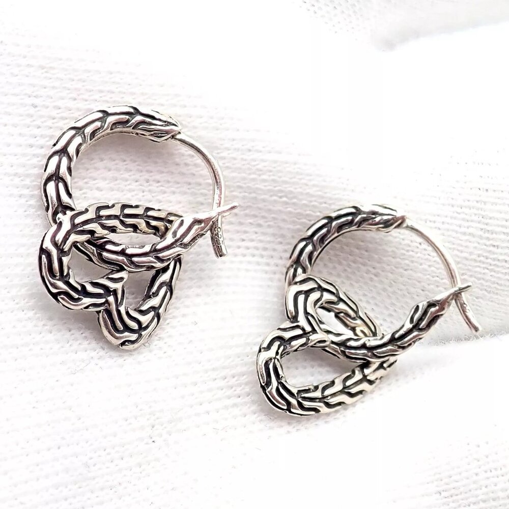Authentic! John Hardy JH Silver Manah Heart Earrings - Picture 8 of 10